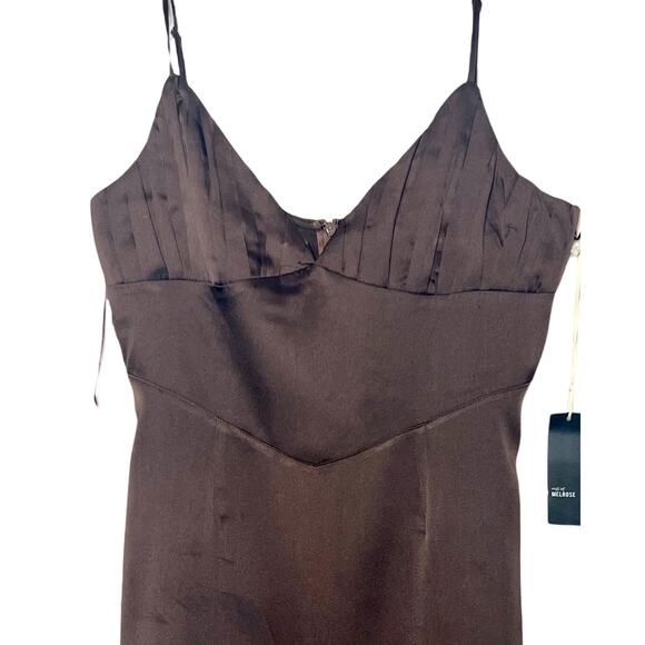 West of Melrose Dress Womens Size M Brown Short Satin Vintage NWT Deadstock - Picture 4 of 14
